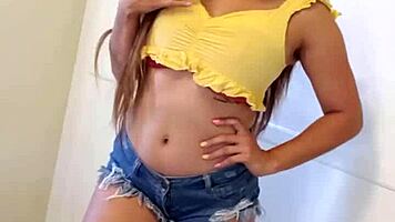 Young Latina Teen Strips And Rubs Pussy In Homemade Video