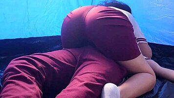 i'm a mexican teen riding my friend's cock in the tent on our field trip, loving hidden fucks