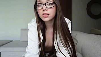 cute petite 18+ sleeps with boss for bonus, deepthroats in missionary 😏