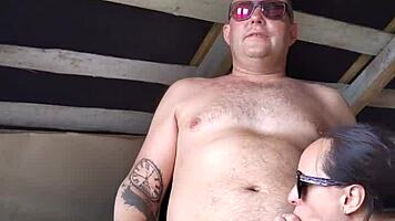 stepsister loves it when i grope her pussy while she strokes my dick to a huge cumshot on her pussy