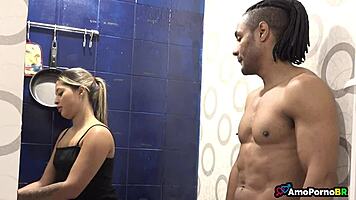 Blonde latina wife lingerie tease turns into rough big cock pounding by brazilian stud