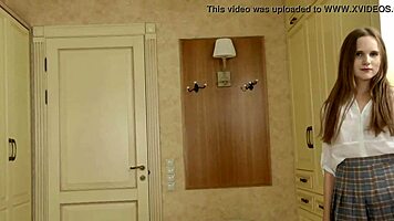 hot virgin brunette masturbates tight pussy for defloration