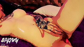Girl masturbates with big tits and ass
