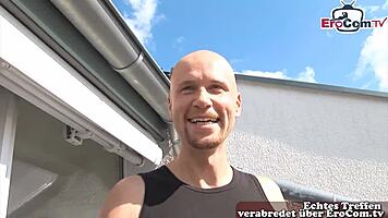 User meets thin blonde German teen 18+ at couple casting and fucks her first time.
