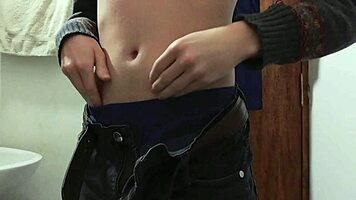 i rip clothes to masturbate with monster cock in bathroom, skinny young 18+ amateur