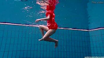 Sexy naked twat avenna swims nude in pool 😍