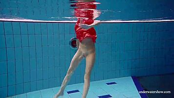 Sexy naked twat avenna swims nude in pool 😍