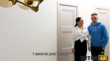 Brunette Cougar Teaches Shy Guy Sex Lesson in HD