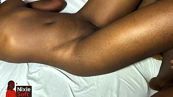 Boyfriend gives his girlfriend a good body massage, sexy ebony slut with big ass amateurs.