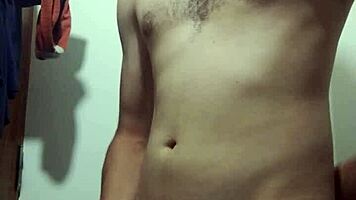 I'm undressing for masturbation in the bathroom.