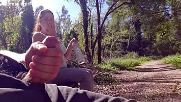 I seduce exhibitionist milf for deepthroat and cum on tits in park