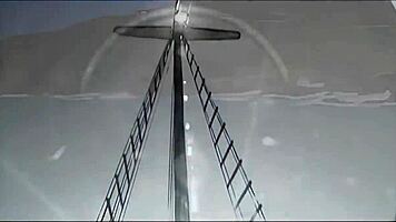 so these two blondes were on the boat, kissing and licking each other's trimmed pussies sensually close-up.