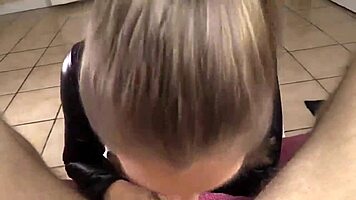 brunette gives amazing birthday blowjob in homemade pov, horny teen amateurs celebrating with cute gift