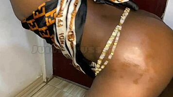 gorgeous wet pussy naija takes bbc creampie and cum on ass in standing doggystyle