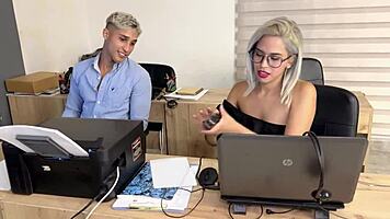 Hot Secretary Fucks Co-Worker In Office