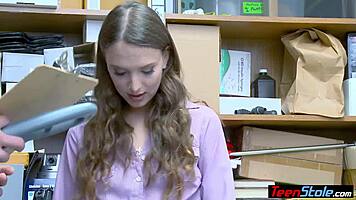 petite teen 18+ shoplifter fucked her way out of trouble in the store