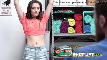 Beautiful brunette caught shoplifting