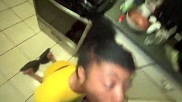 my stepsister thot sucks monster cock in doggystyle. wet handjob and face fucking with ebony slut spreading.