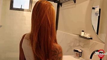 oh damn, i made my wife's busty redhead friend suck until cumming in her mouth—will she tell?