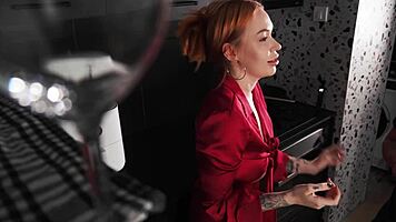 Stepmom gives blowjob instead of food?