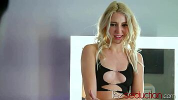 Ember Snow Licked By Britt Blair's Pierced Tongue.