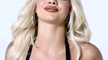 petite blonde teen 18+ elsa jean poses with sword, then riley anne strips naked.