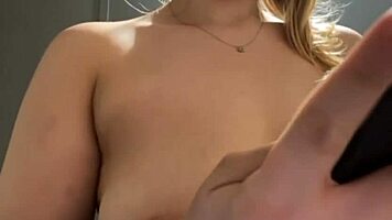 public squirting with nipple clamps in deep thought