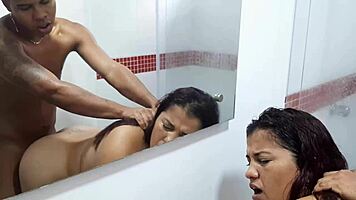 Colombian with big tits fucking in the shower