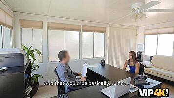 vip4k petite stunner fixes money issues by having sex session at office desk 😈