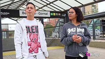 Lily Morena seduces a stud on the street with her long hair