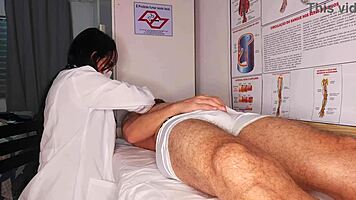 Nurse and aesthetician watch patient's erection during hospital fucking