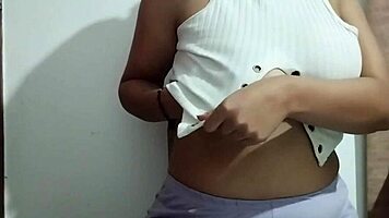 Milf Massages Her Big Natural Tits With Horny Pleasure In Homemade Video