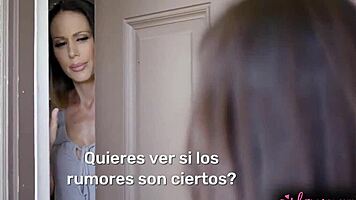 brunette interacts intimately with her neighbor in spanish