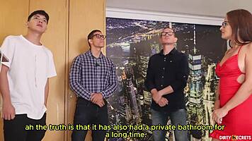 Intensely fucking muscular friend and bodybuilder in bedroom threesome with rough anal and squirting