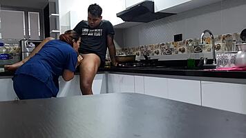 I convince the sexy Latina employee to fuck in the kitchen with spanking and big tits