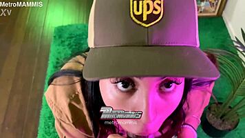 shy latina delivery girl candy teases with her natural tits, craving that big black cock deep in her wet pussy