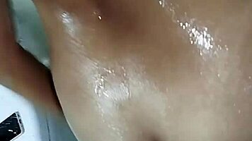 Hot latina receives facial in hotel bathroom