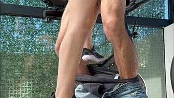 Hidden cam catches Argentinian stepsister sucking cock in gym