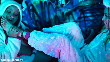 Bbw Ebony Lesbian Worships Petite Tattooed Girlfriend's Feet