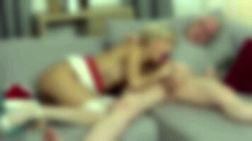 Horny Old Guy Fucks Blonde Sexy Santa Girl Around Christmas Tree!
