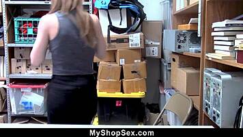 the loss prevention officer retrieves the stolen goods from the suspected teen 18+ - myshopsex