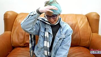 Exotic skinny coed fingers her shaved pussy and sucks a cock