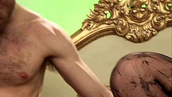 Does this lingerie brunette fuck passionately while her husband watches?