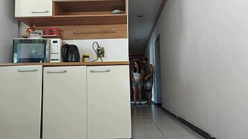 Risky Sex While Husband Bathes, Fucked His Friend Almost Caught