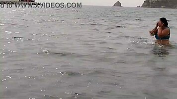 Latina beauty with big ass enjoys beach fun