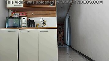 Risky Sex While Husband Bathes, Fucked His Friend Almost Caught