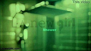 Runway-Ready Brunette Enjoys Relaxing Shower Session