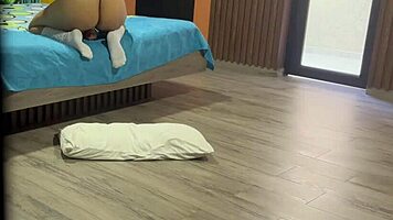 I spot my stepdaughter in school uniform with dildo in ass and masturbate to her moans until I cum