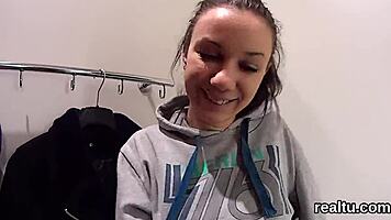 adorable czech kitten gets seduced in the hypermarket and drilled in pov