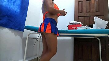 i was playin' alone showin' my big ass in skirt to the camera